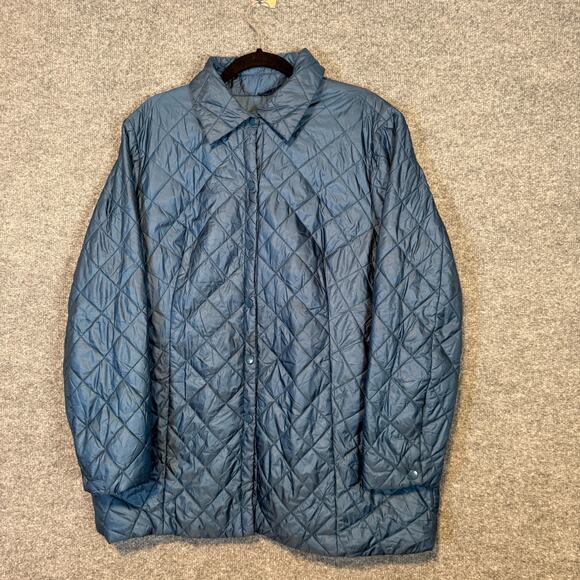 Chico's Jackets & Blazers - Chicos Jacket Womens 3 Blue Quilted Lightweight Puffer Insulated Snap Up Coat